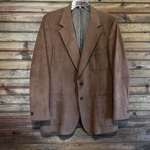 Vintage Kingsridge A Davis Ft Worth Men’s Suede Suit Jacket Sz 44 Custom Fabric - Picture 1 of 10